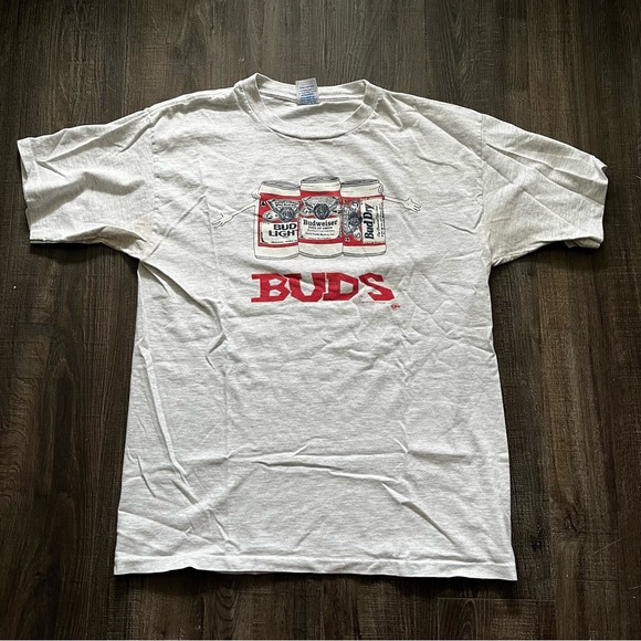 Vintage Budweiser Buds Cans T Shirt Size Large 1992 Anheuser Busch Sugar Creek - Picture 1 of 8